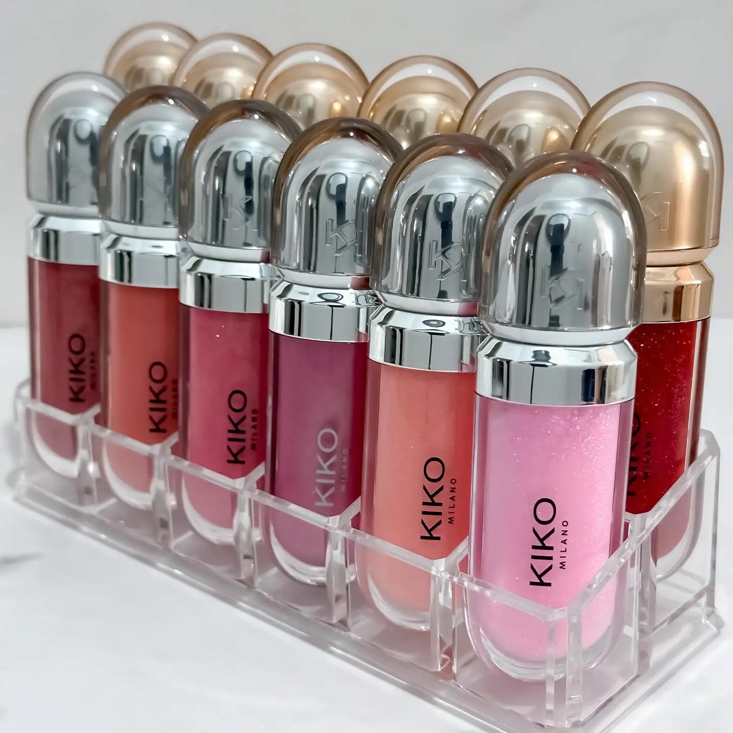 Kiko Original Gloss à lèvres effet miroir 3D, waterproof, longue tenue et anti-transfert, couleur douce couleur pâte de haricot, rouge brillant fin et charmant