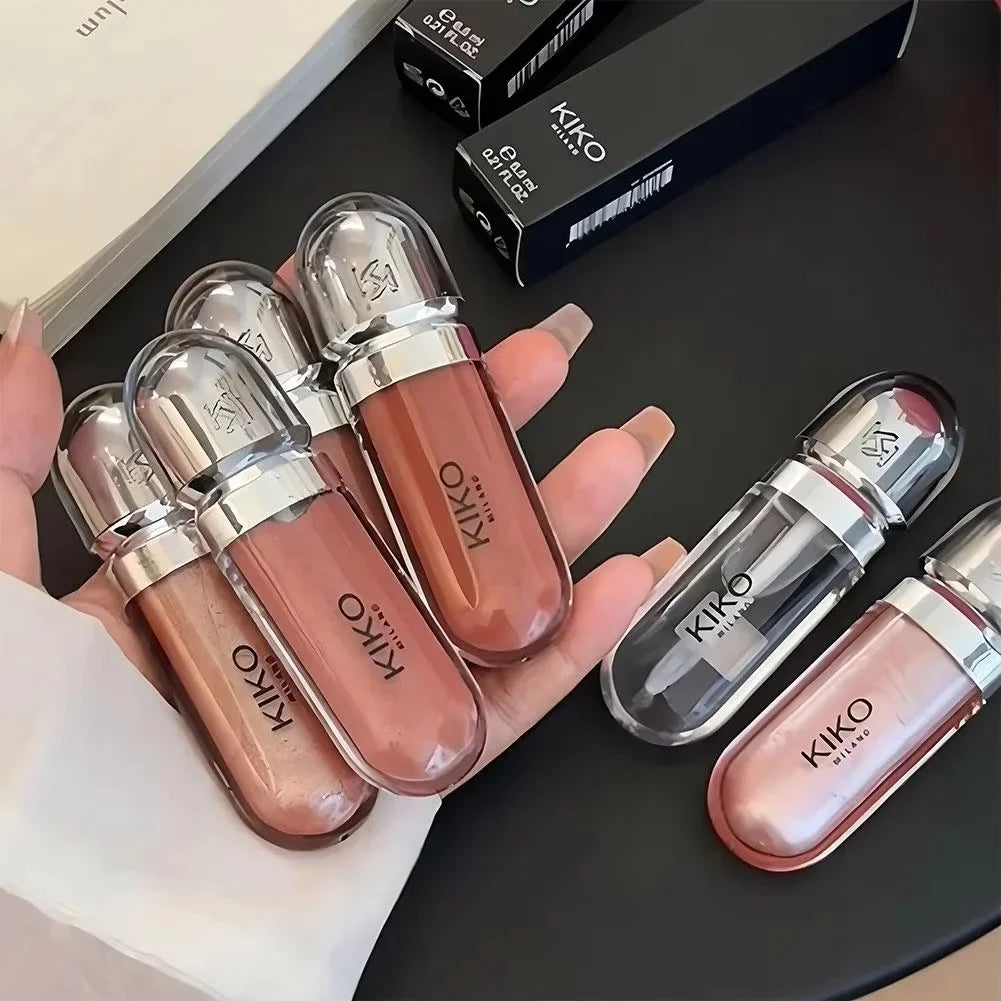 Kiko Original Gloss à lèvres effet miroir 3D, waterproof, longue tenue et anti-transfert, couleur douce couleur pâte de haricot, rouge brillant fin et charmant
