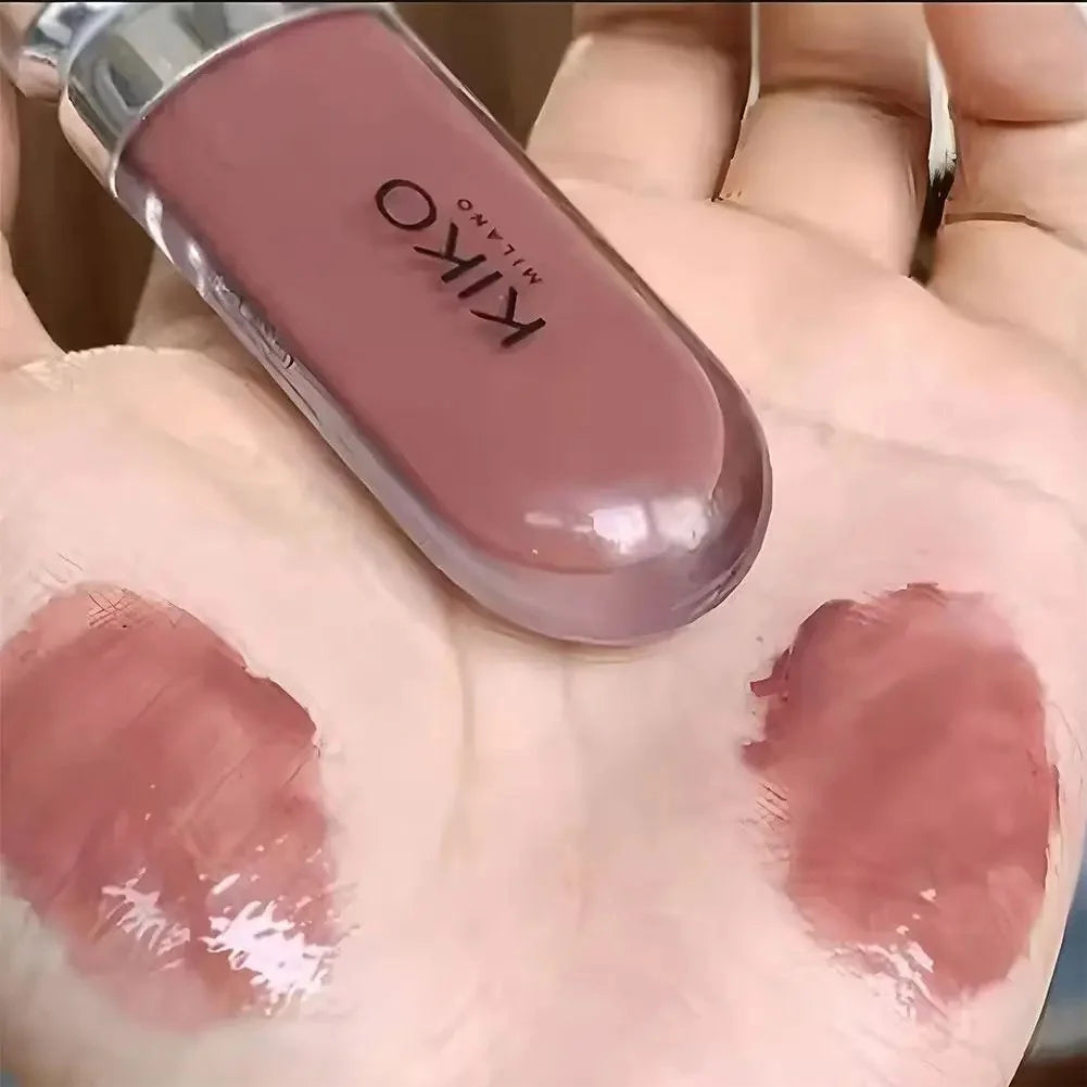 Kiko Original Gloss à lèvres effet miroir 3D, waterproof, longue tenue et anti-transfert, couleur douce couleur pâte de haricot, rouge brillant fin et charmant
