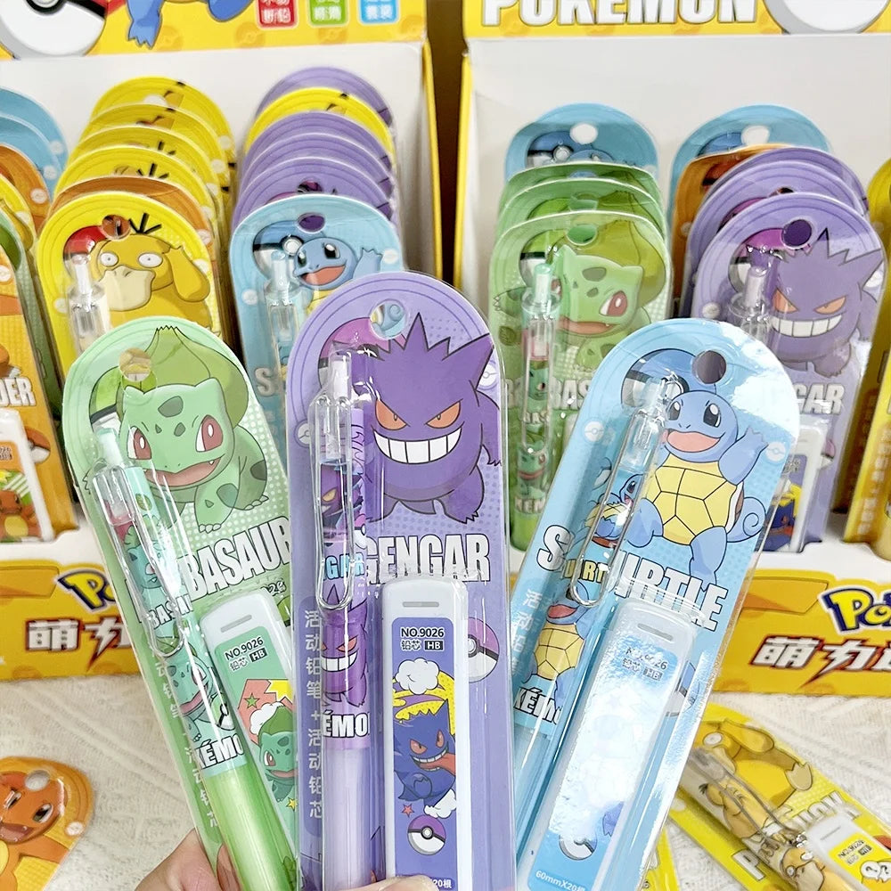 Ensemble de crayons mécaniques Pokemon Pikachu, dessin animé Squirtle Psyduck, crayons à dessin de 0.5Mm, papeterie scolaire et de bureau, cadeaux