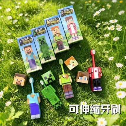 Nouvelle brosse à dents transformable 2026 à thème Anime, figurines MC mignonnes, à poils souples et fins, idéale pour les cadeaux