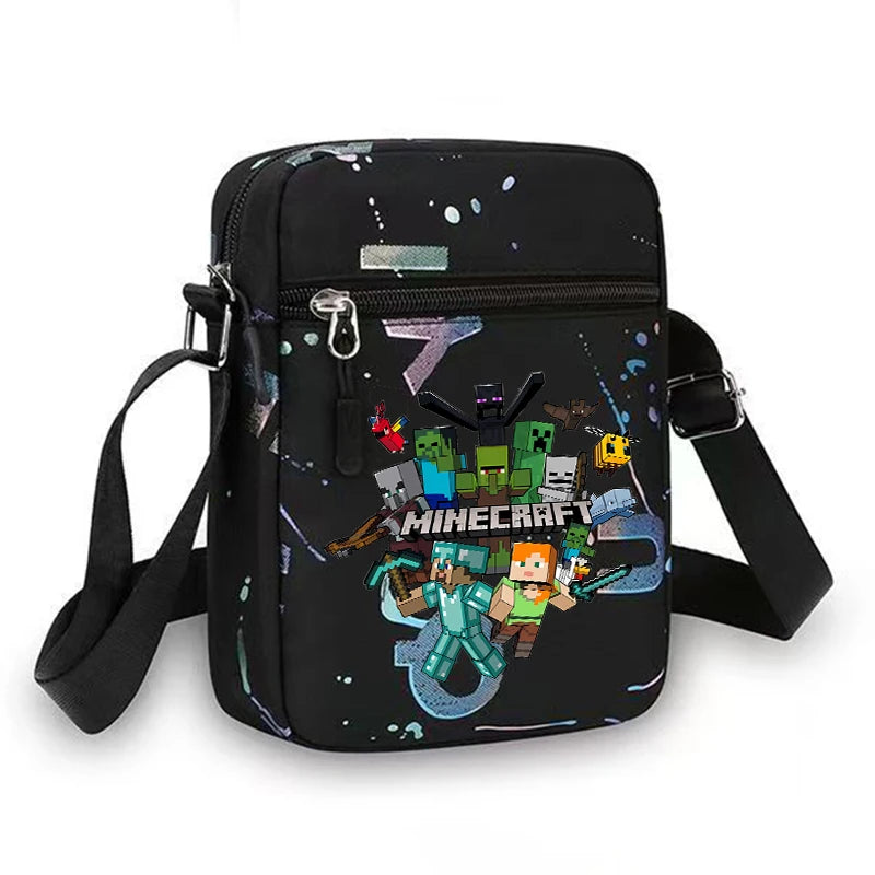 Sac à bandoulière à thème de jeu, sac à bandoulière de dessin animé Minecrafted pour homme, pochette de rangement pour téléphone portable, sac à main pour homme, cadeau d'anniversaire
