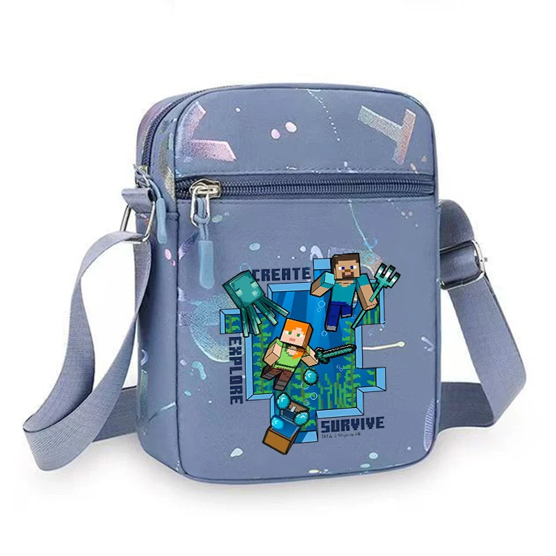 Sac à bandoulière à thème de jeu, sac à bandoulière de dessin animé Minecrafted pour homme, pochette de rangement pour téléphone portable, sac à main pour homme, cadeau d'anniversaire