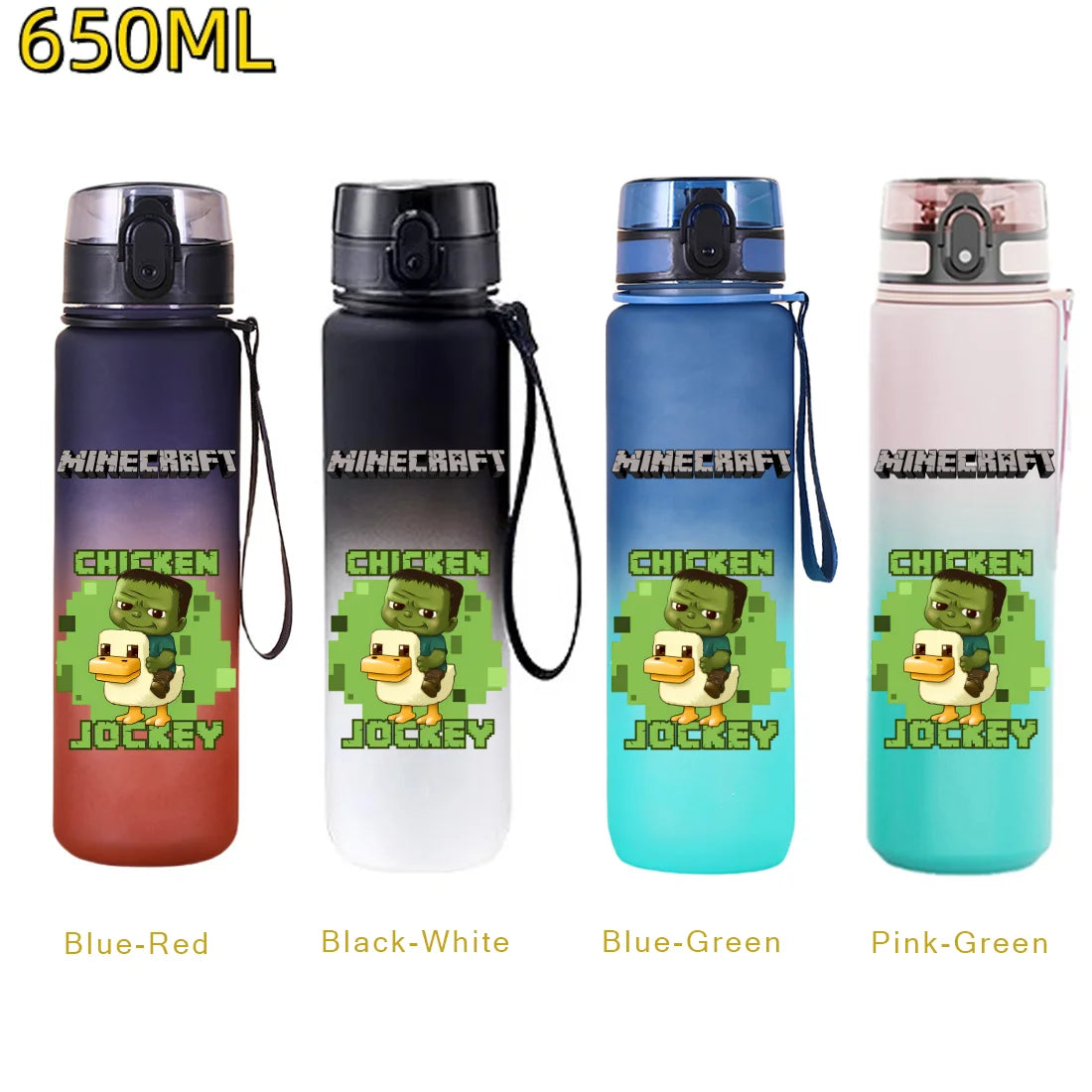 Bouteille d'eau sport Minecraft 650 ml, gourde en plastique anti-fuite, shaker de fitness pour extérieur, bouteille de voyage, gourde de bureau, cadeaux d'anniversaire
