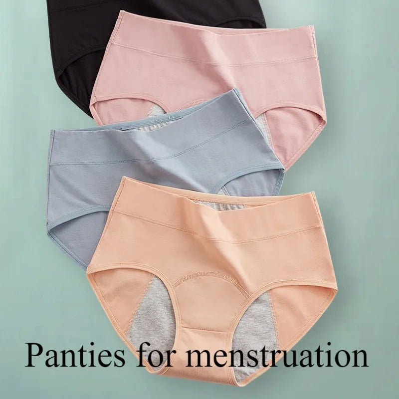 Culotte Menstruelle Taille Haute en Coton, Sous-Vêtement Menstruel