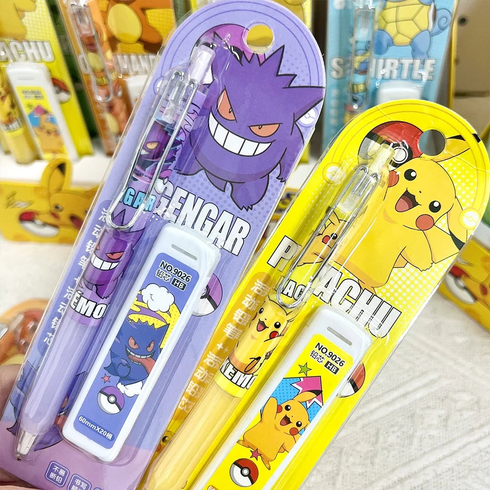 Ensemble de crayons mécaniques Pokemon Pikachu, dessin animé Squirtle Psyduck, crayons à dessin de 0.5Mm, papeterie scolaire et de bureau, cadeaux
