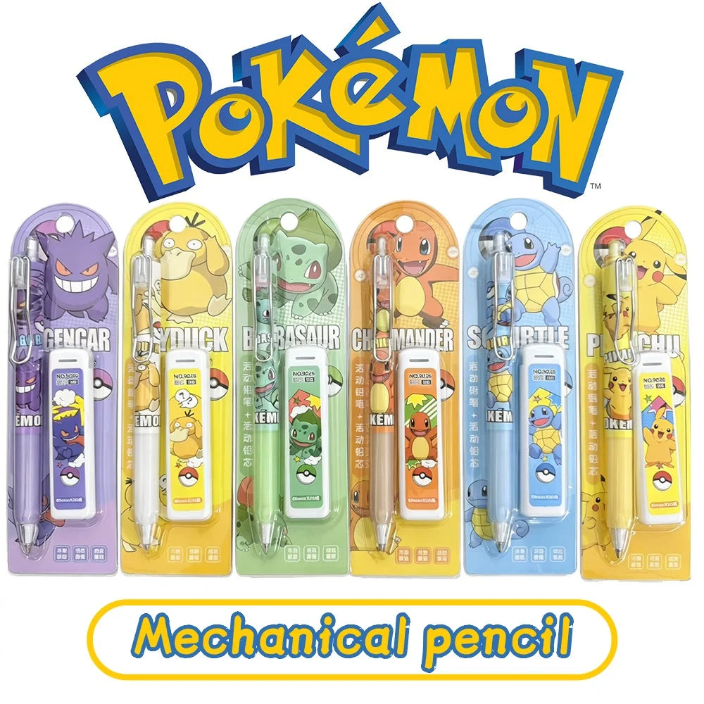 Ensemble de crayons mécaniques Pokemon Pikachu, dessin animé Squirtle Psyduck, crayons à dessin de 0.5Mm, papeterie scolaire et de bureau, cadeaux