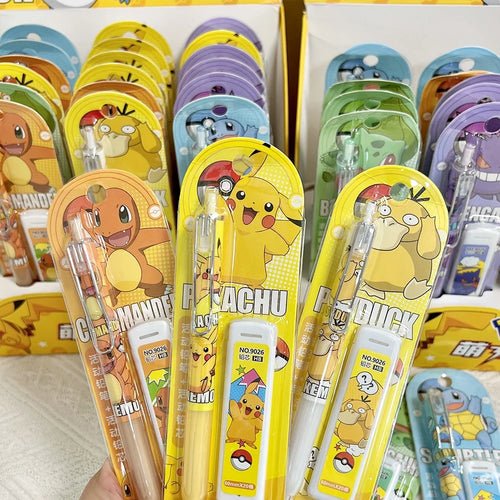 Ensemble de crayons mécaniques Pokemon Pikachu, dessin animé Squirtle Psyduck, crayons à dessin de 0.5Mm, papeterie scolaire et de bureau, cadeaux